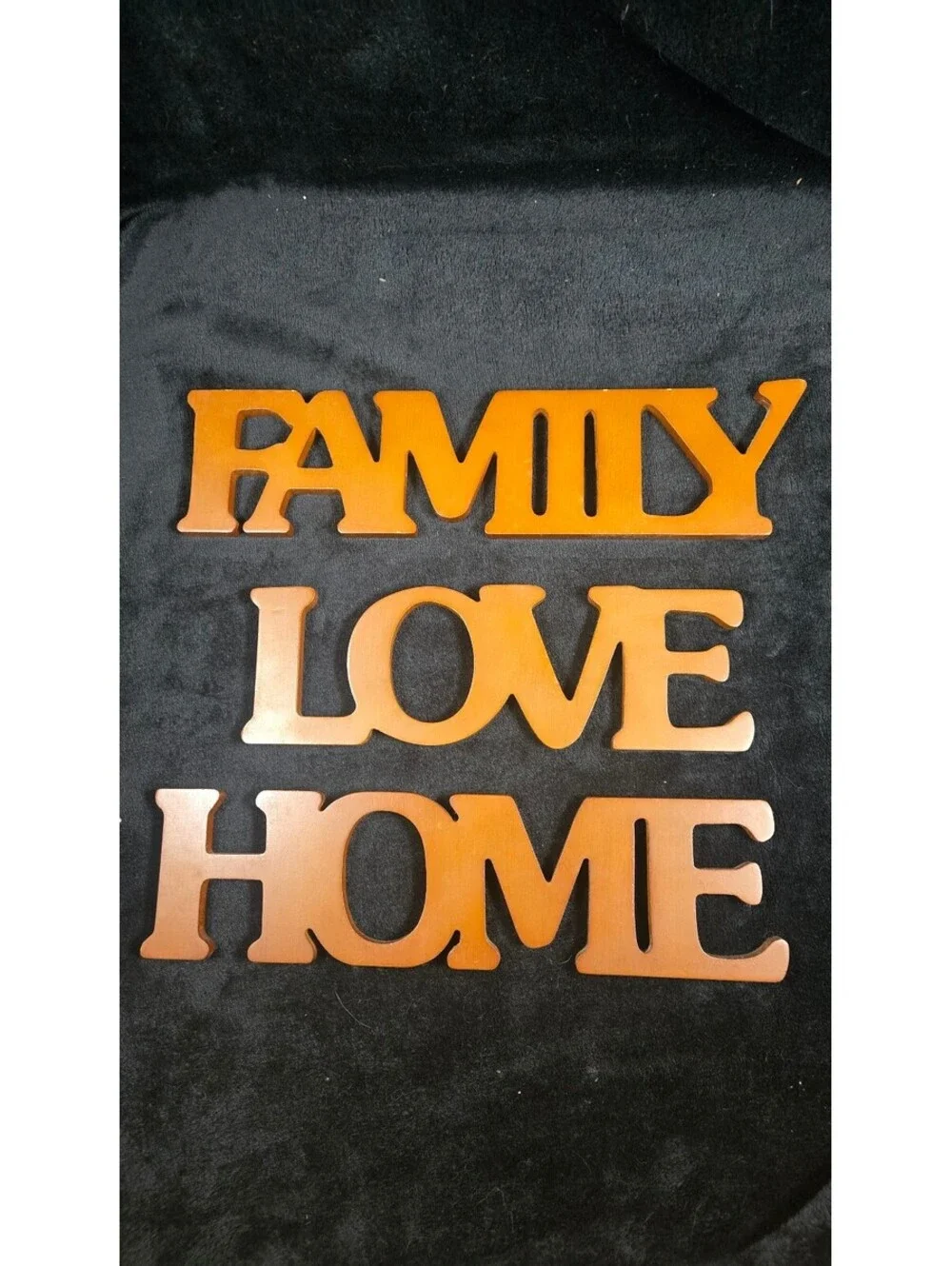 Wooden Wall Hanging Signs - Family, Love, Home - Brown Decorative Words